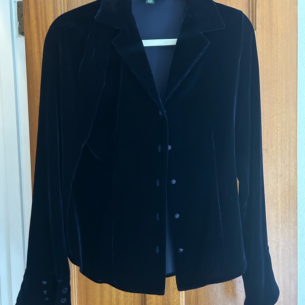 Lauren Ralph Lauren Navy Velvet Women's Blouse